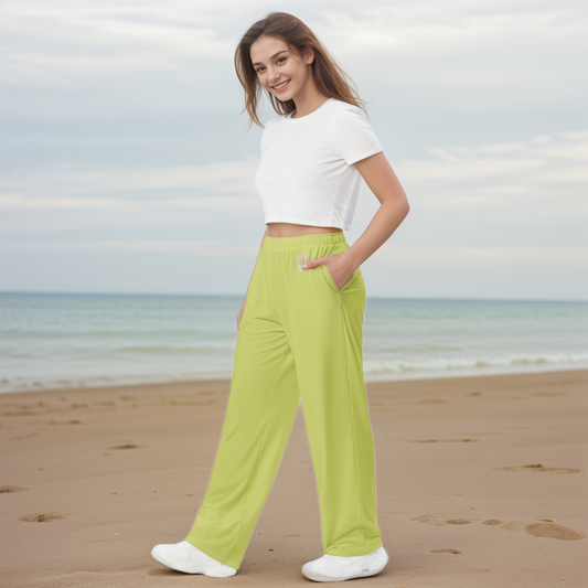 Green Colored Wide Leg Pants