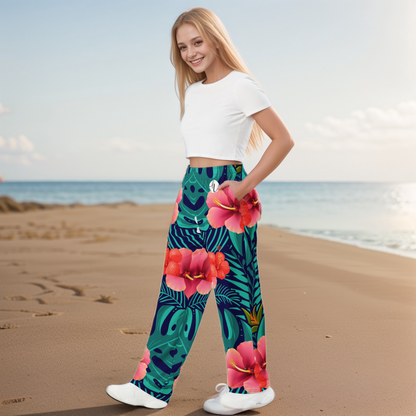 Floral Seamless Pattern Wide Leg Pants
