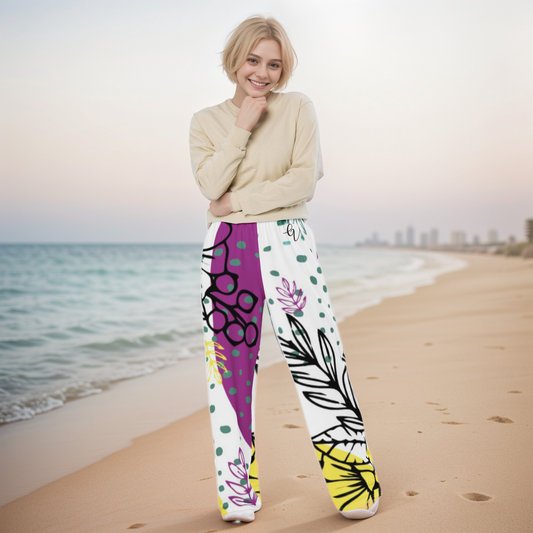 Ditzy Plum Wide Leg Pants