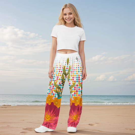 Floral frame Wide-leg pants