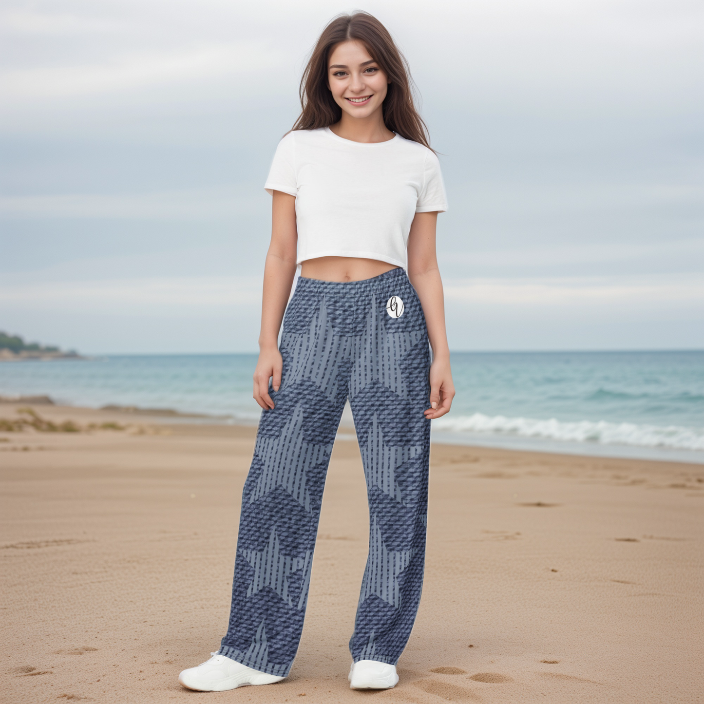 Grey Stars Wide Leg Pants