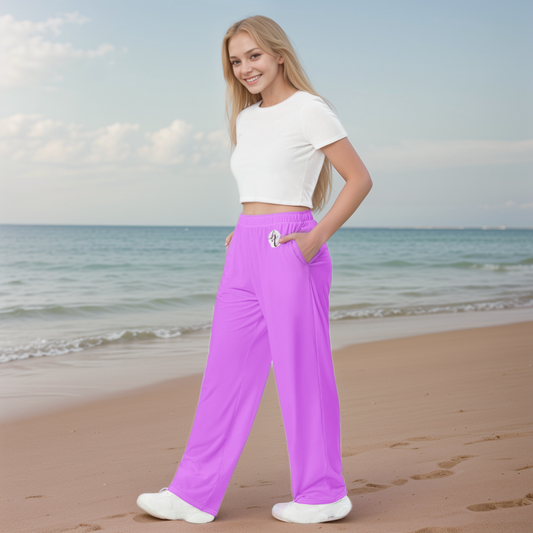 Purple Colored Wide-Leg Pants