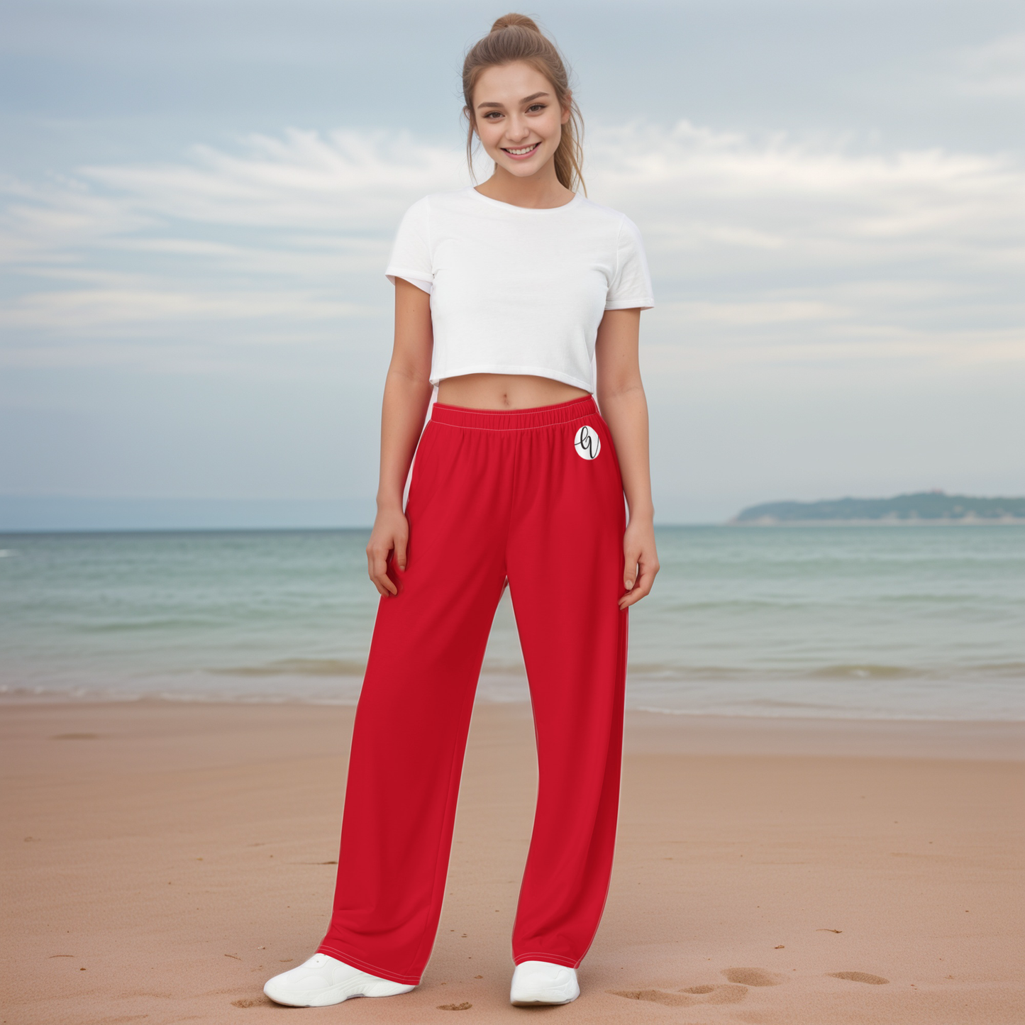 Red Colored Wide-Leg Pants