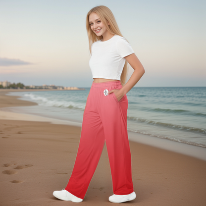Red In Gradient Colored Wide-Leg Pants