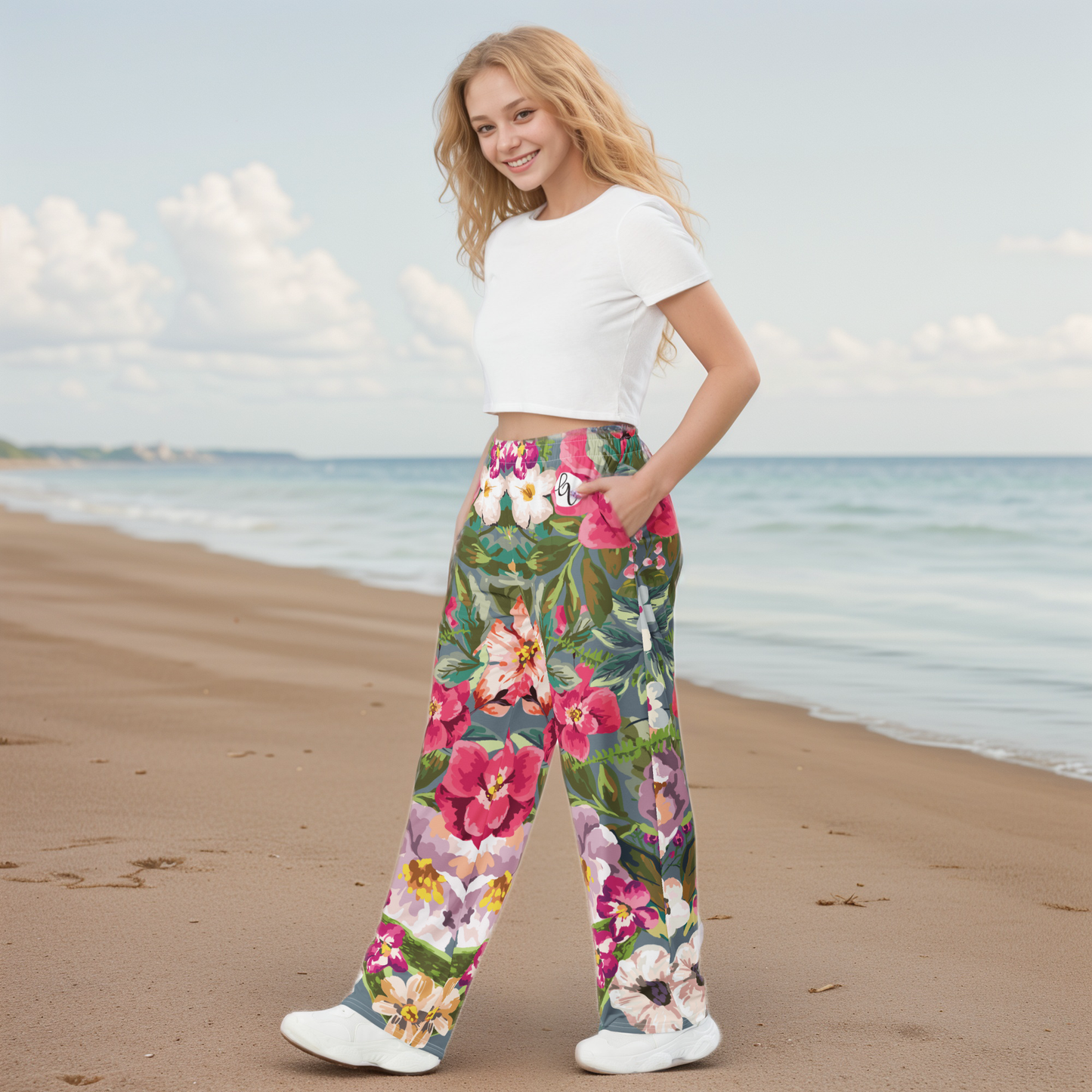 Wild Floral Wide-Leg Pants