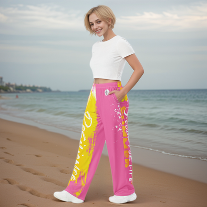 Yellow Pink Wide-Leg Pants