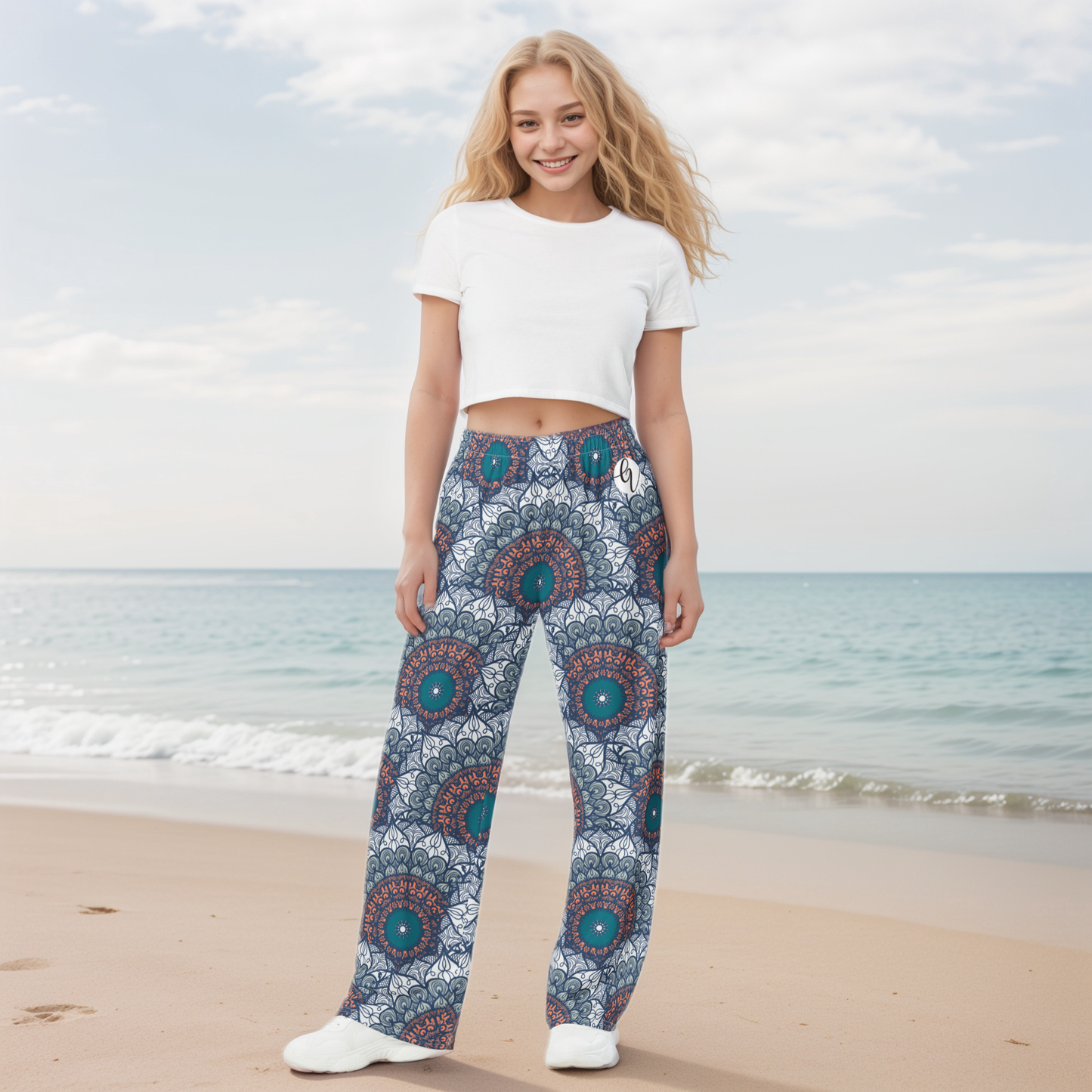 Mandala Print Wide Leg Pants