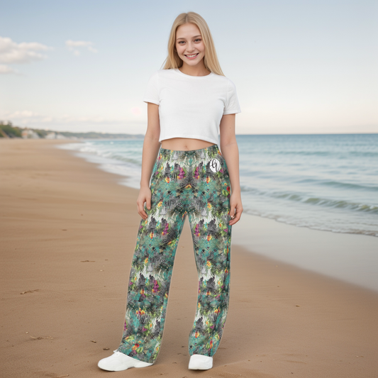 Poplin Multicolor Wide-Leg Pants