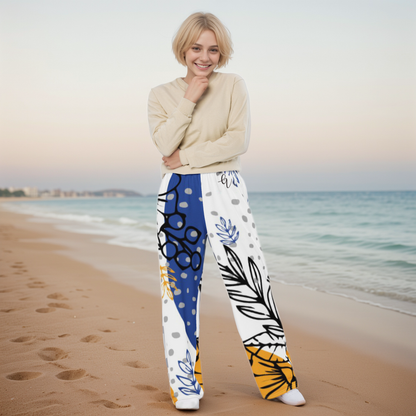 Tropical Foliage Wide-Leg Pants