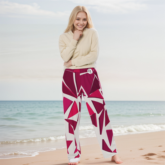 Red Ruby Mosaic Wide-Leg Pants