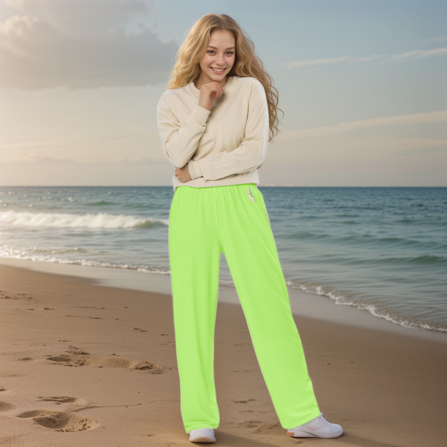 Neon Bright Green Wide-leg pants
