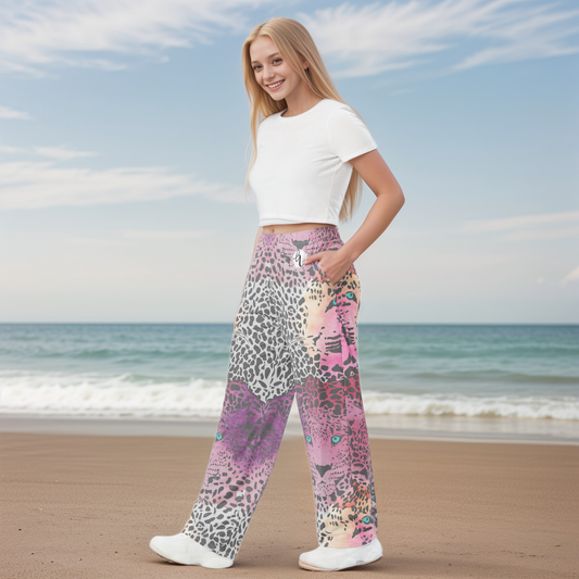 Ombre Black Leopard Print Wide-Leg Pants