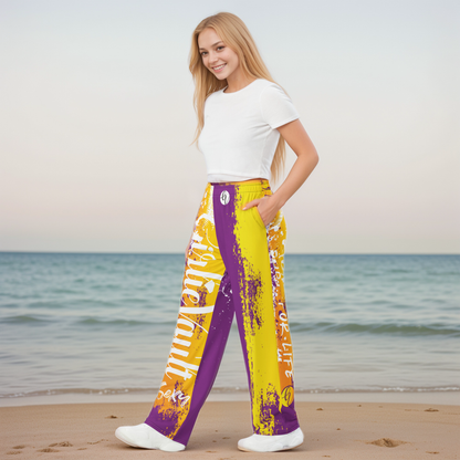 Purple Yellow SummersWide-Leg Pants