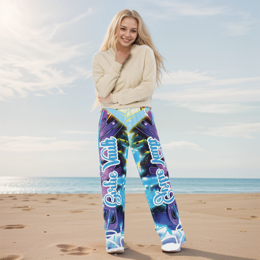 Purple Sparkles Wide-Leg Pants