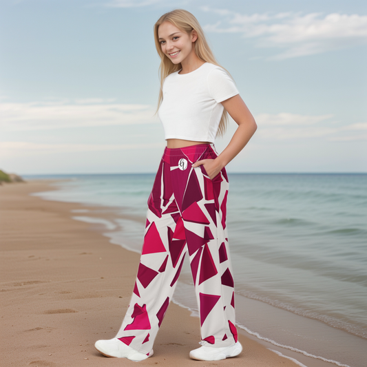 Red Ruby Mosaic Wide-Leg Pants
