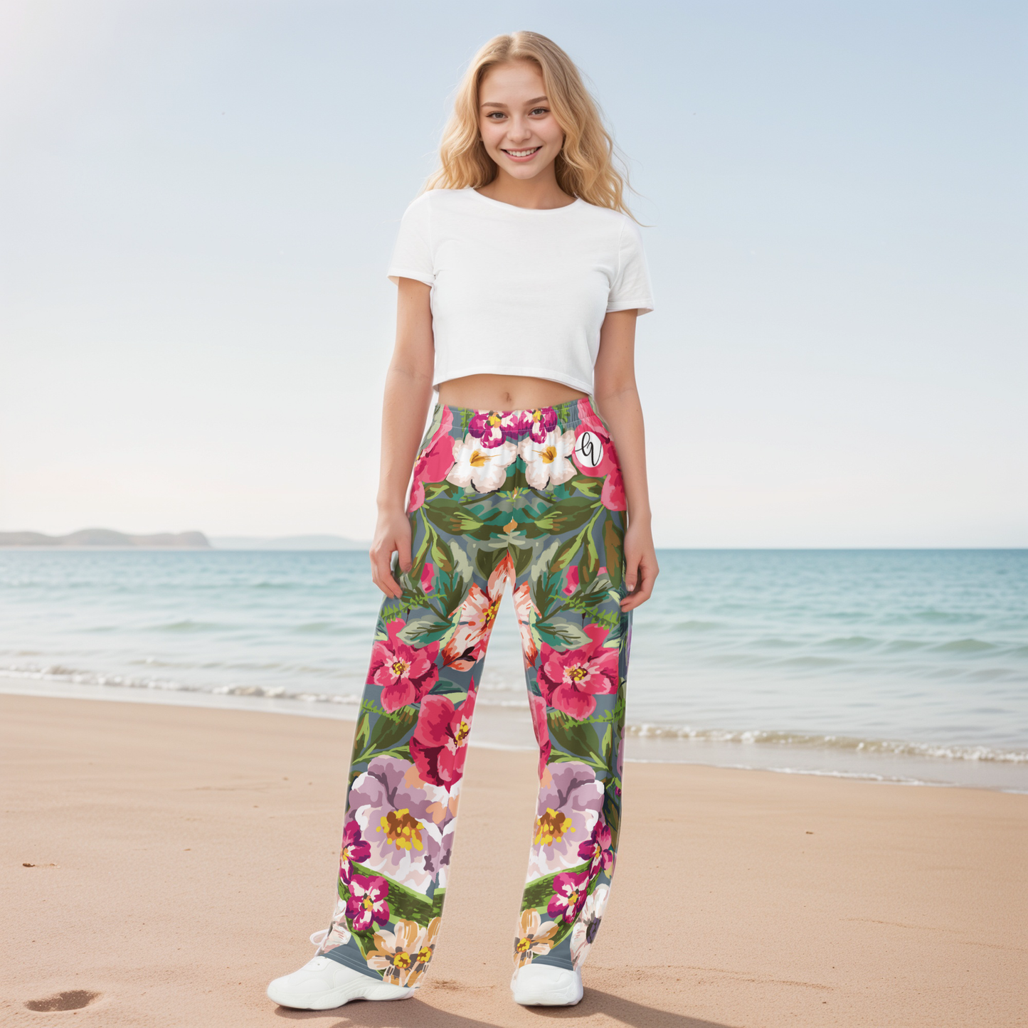 Wild Floral Wide-Leg Pants