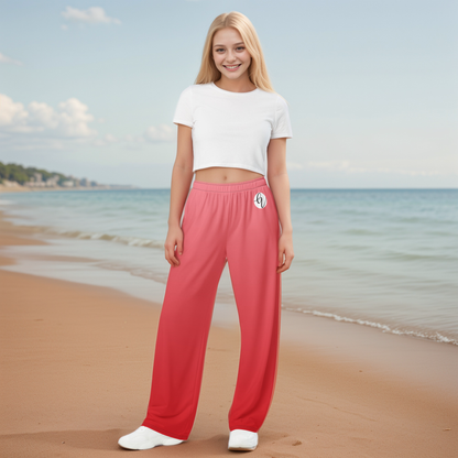 Red In Gradient Colored Wide-Leg Pants