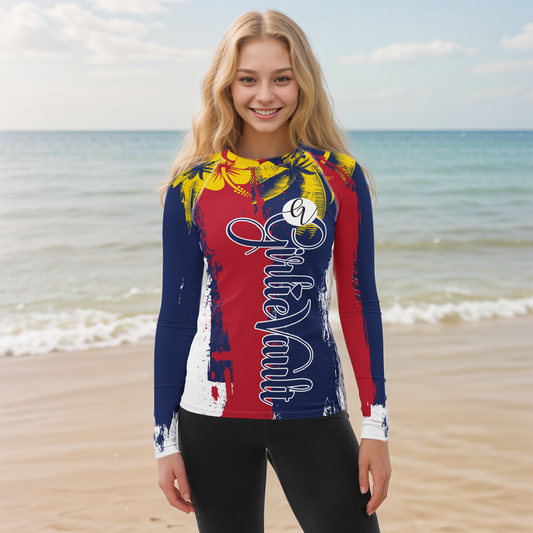 GirlieVault Blue Red Rash Guard