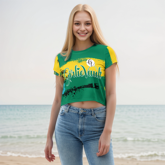 Girlie Vault Green -Yellow Crop Tee