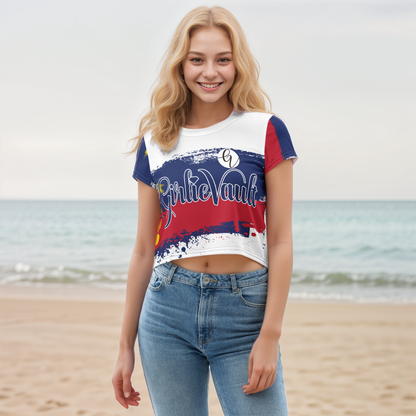 GirlieVault Blue Red Crop Tee