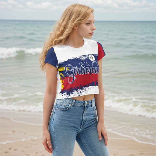 GirlieVault Blue Red Crop Tee
