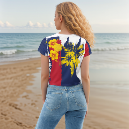 GirlieVault Blue Red Crop Tee