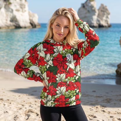 Red Color Floral Hoodie