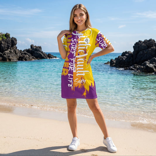 Purple Yellow Summers T-shirt Dress