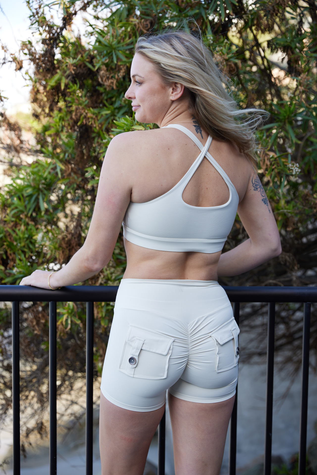 White Short and Crop Top Tight Performance Set