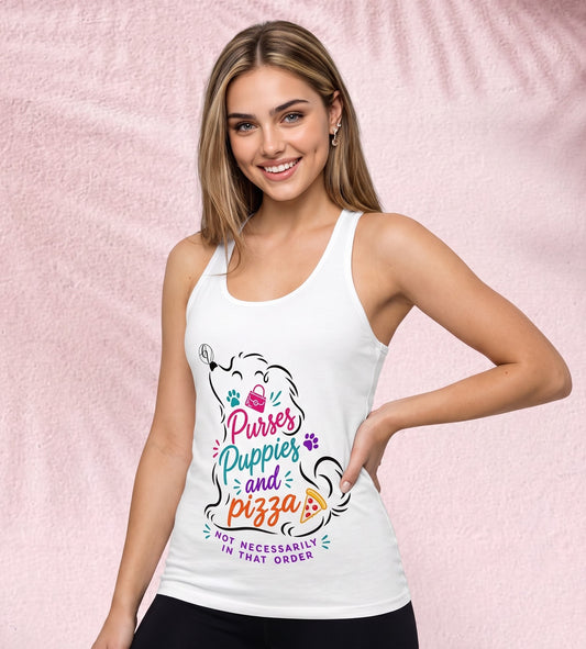 Puppies, purses and pizza Cut & Sew Tank Top