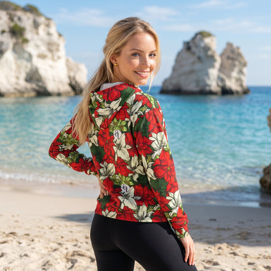 Red Color Floral Hoodie