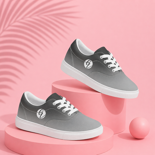 Grey Colored Lace-up Canvas Shoes