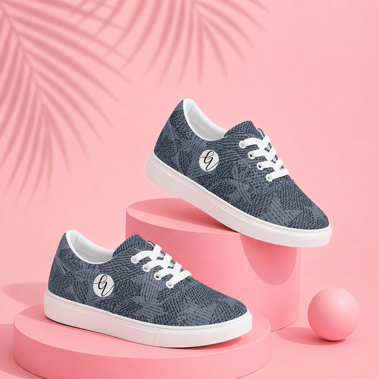 Grey Stars Lace-up Canvas Shoes
