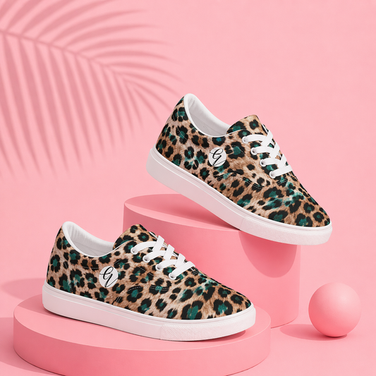 Jaguar Skin Lace-up Canvas Shoes