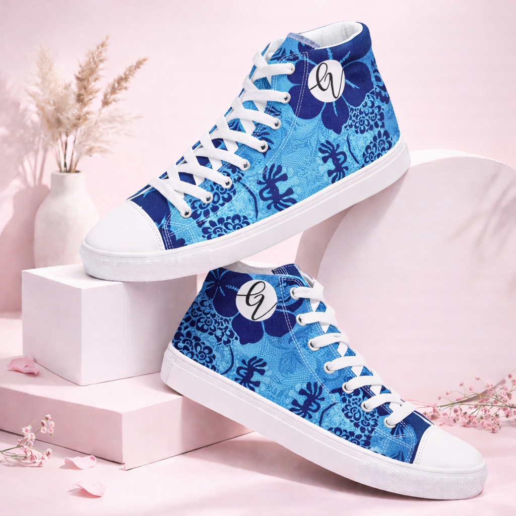 Blue Strength High Top Canvas Shoes