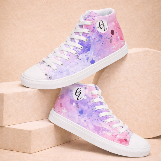 Blush Bloom high top canvas shoes
