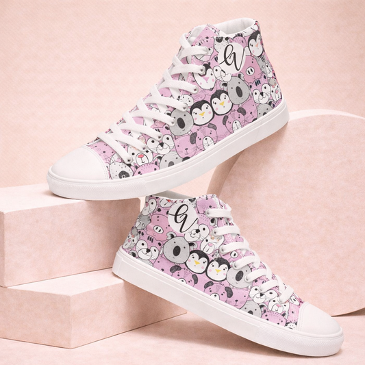 Pink Pals high top canvas shoes