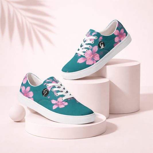 Cherry Blossom Lace-up Canvas Shoes