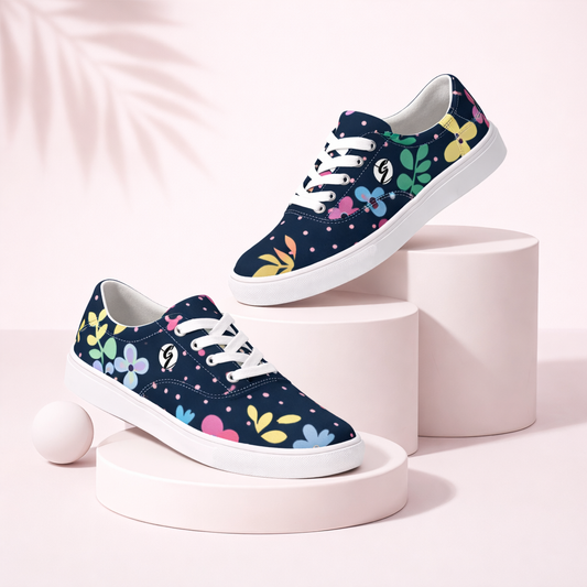 Colorful Ditsy Lace-up Canvas Shoes