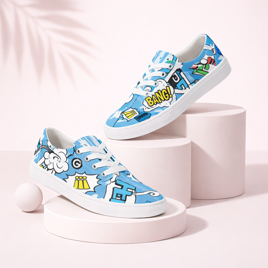 Cool Blue Lace-up Canvas Shoes