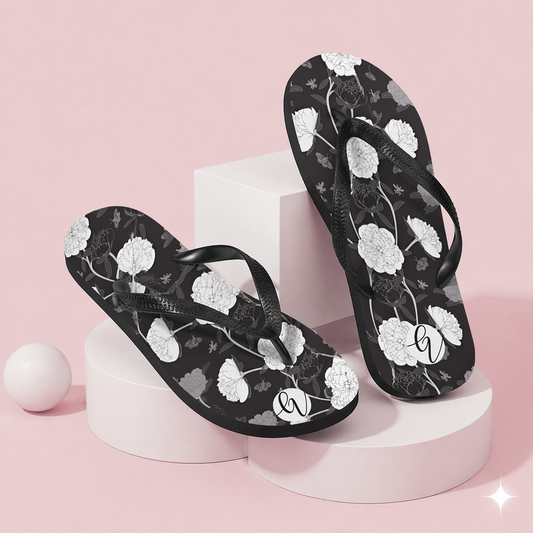 Noir Bloom Flip-Flops