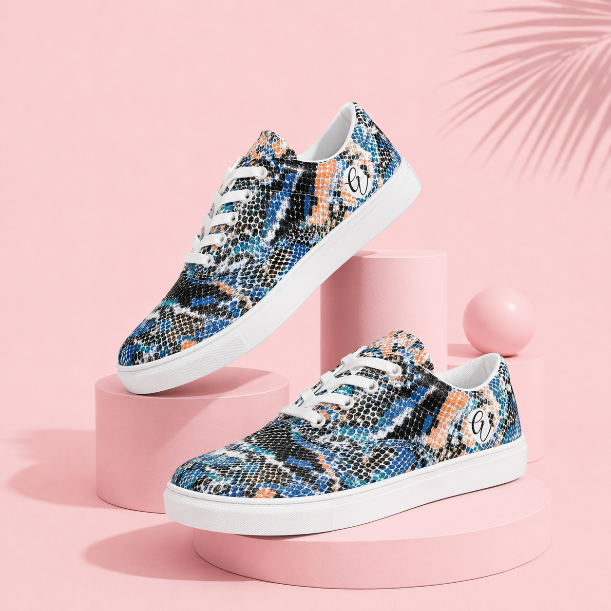Animal Skin Lace-up Canvas Shoes