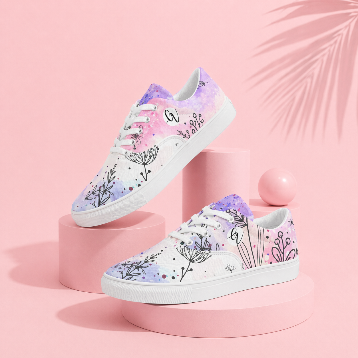 Blush Bloom Lace-up Canvas Shoes