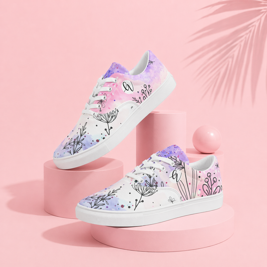 Blush Bloom Lace-up Canvas Shoes