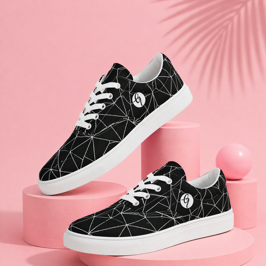 Black Grace Lace-up Canvas Shoes