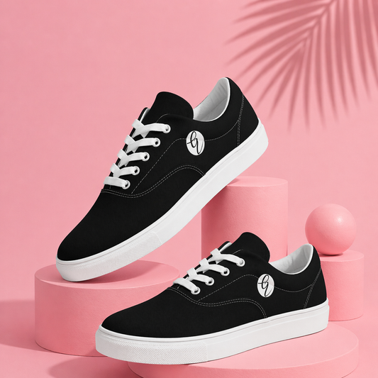 Black Colored Lace-up Canvas Shoes