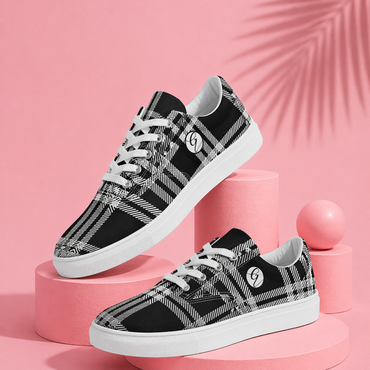 Monochrome Flow Lace-up Canvas Shoes
