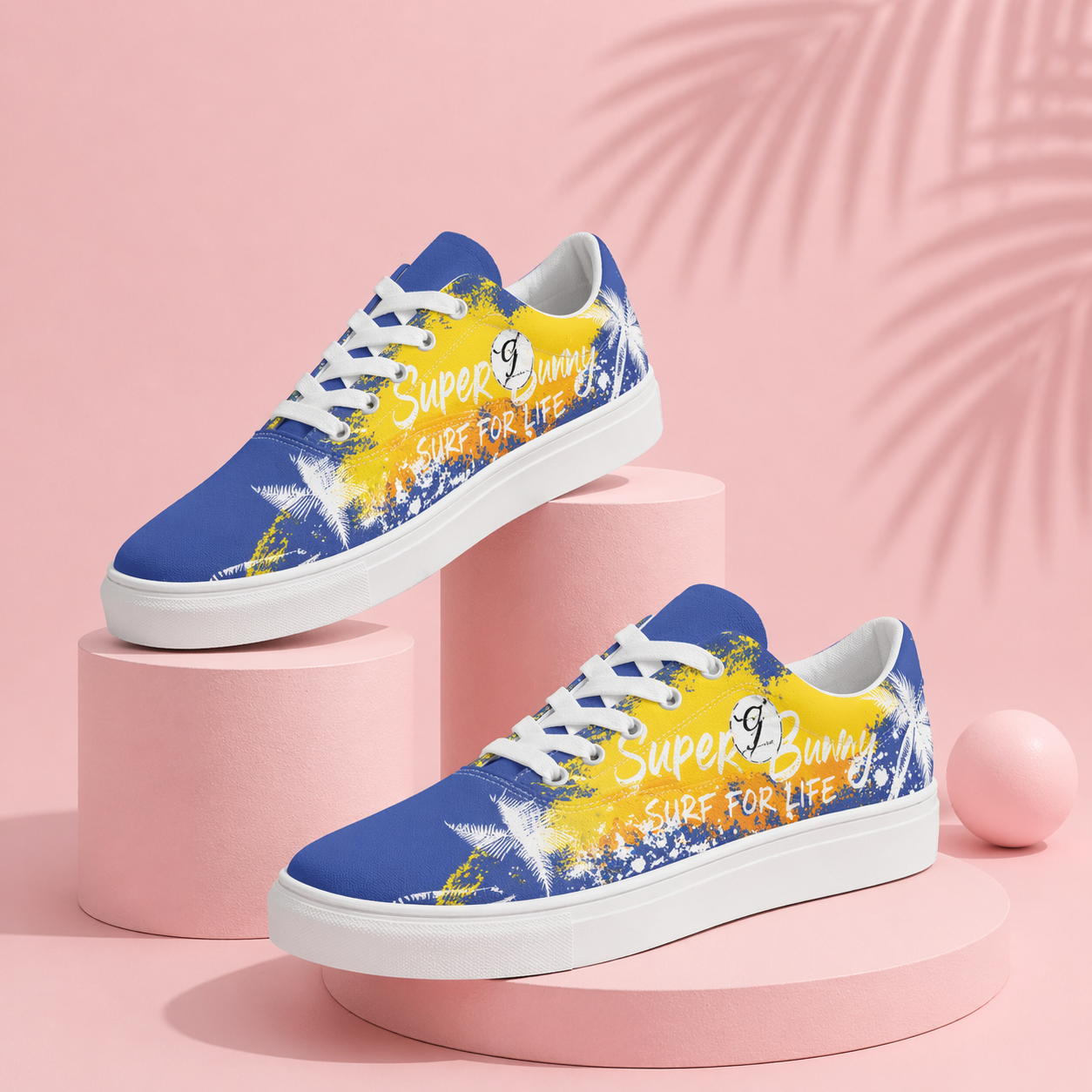 Blue Yellow Summer Lace-up Canvas Shoes