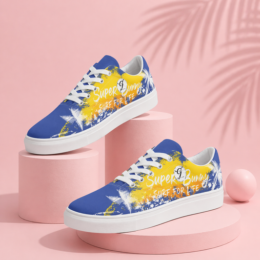 Blue Yellow Summer Lace-up Canvas Shoes