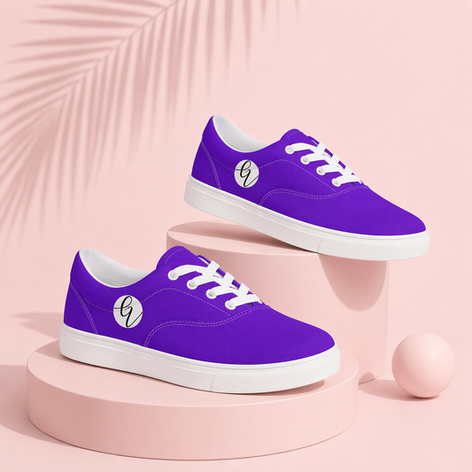 Dark Purple Colored Lace-up Canvas Shoes